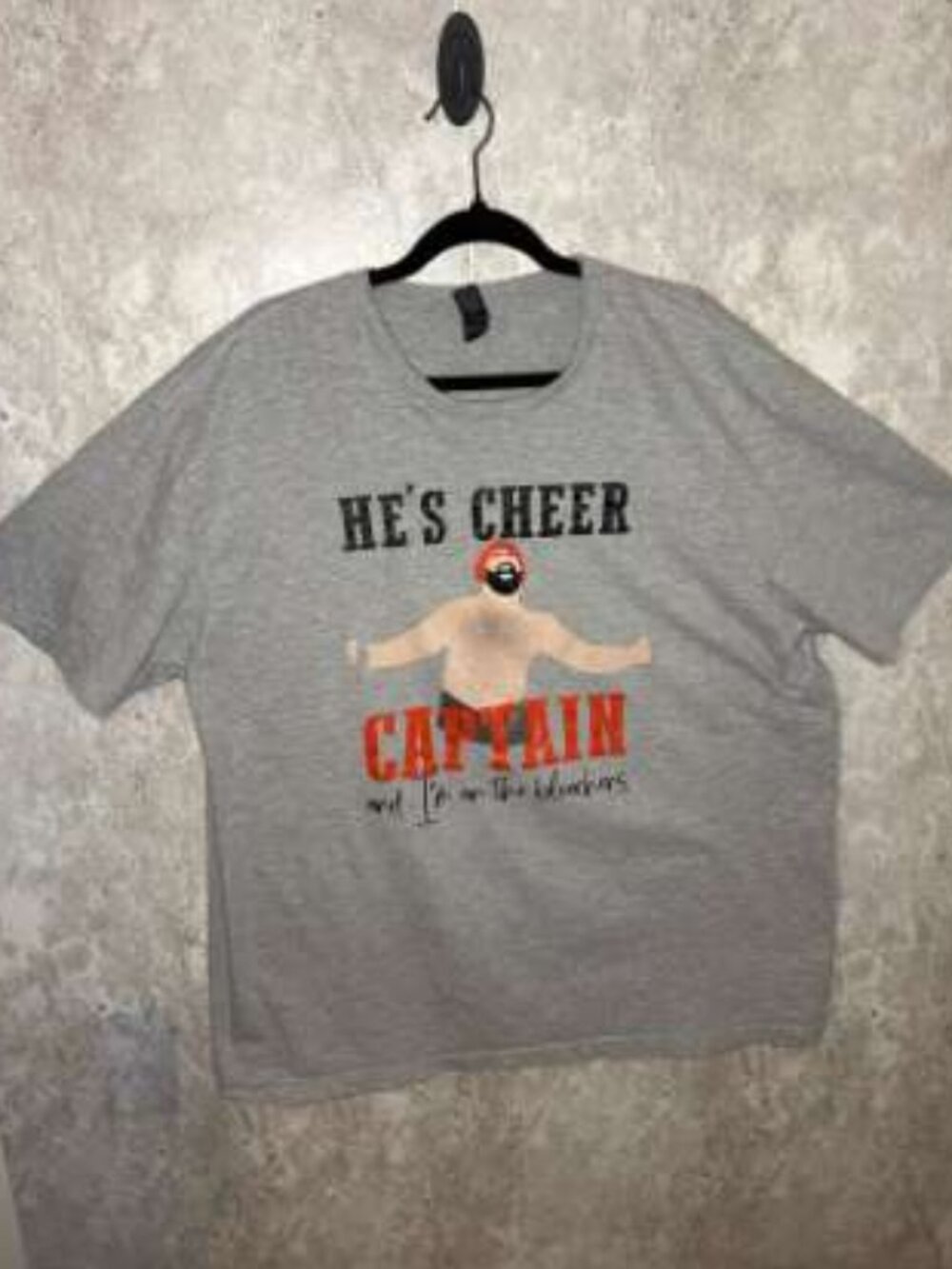 Jason Kelce "He's Cheer Captain" Shirtless Graphic T-Shirt | Gray | Gildan XL